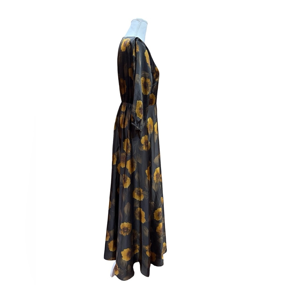 Baltic Born Paula Satin Maxi Dress Deep Brown Floral Size Small NWT - Picture 5 of 11
